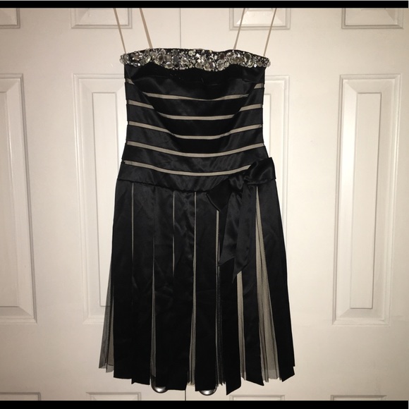 Basix II Black Strapless Satin Dress w/ Caplet - Picture 5 of 7